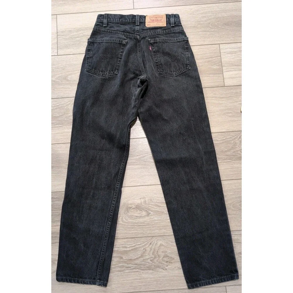 VINTAGE 90's LEVIS 550 BLACK RELAXED TAPERED JEANS MENS  28X32(26X31 ACTUAL) EUC